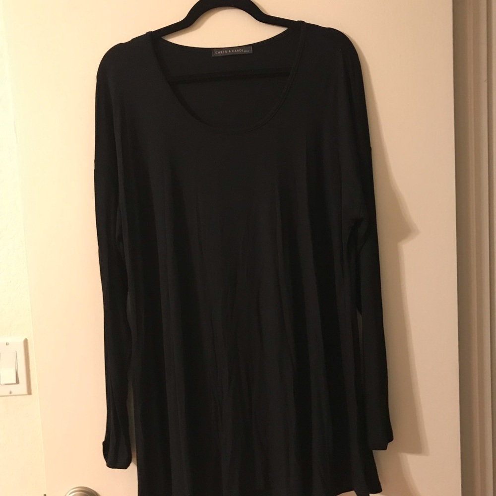 1X Chris & Carol Plus, Long Black Shirt NWOT